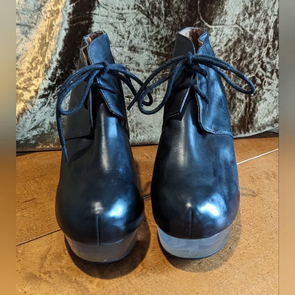 Jeffrey Campbell Y2K clear sole platform wedge heel boots - Picture 5 of 7